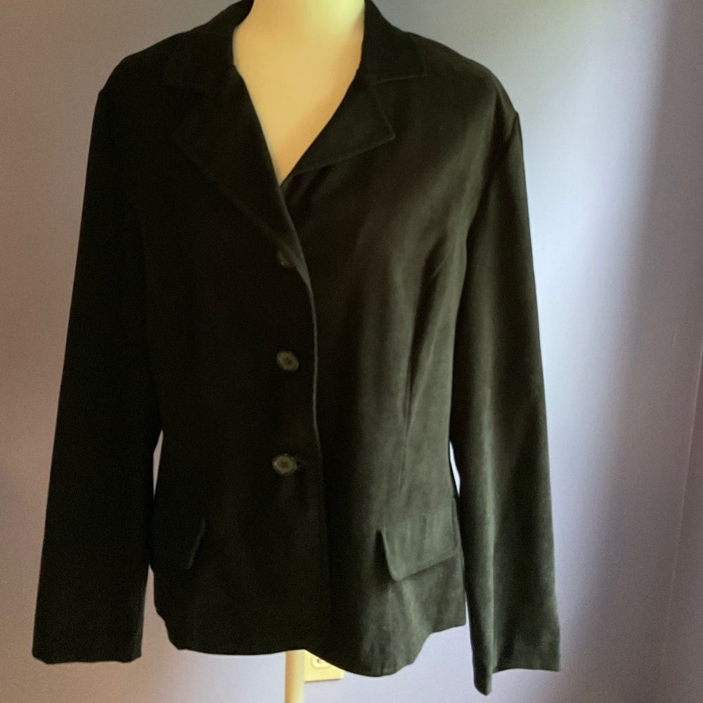 Faux Suede Black Lightweight Blazer size 16